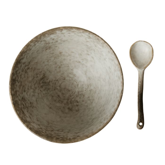 Dusk Stoneware Tall Bowl & Spoon