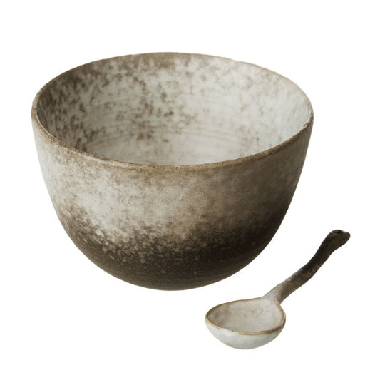 Dusk Stoneware Tall Bowl & Spoon