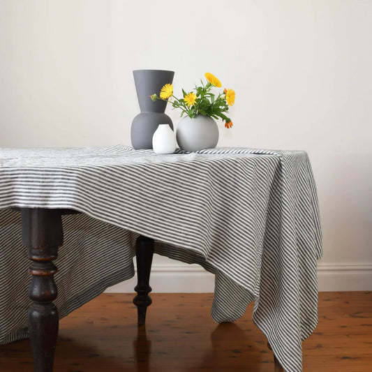 Long Lunch Linen - Salt & Pepper Linen Tablecloth