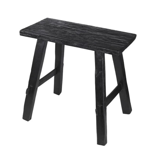 SMALL TIMBER VINTAGE SIDE TABLE/BENCH BLACK